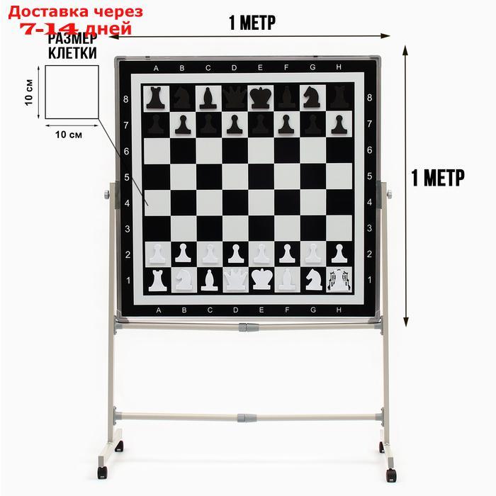 Доска двусторонняя 1х1 м, шахматная и магнитно-маркерная, поворотная на мобильном стенде - фото 4 - id-p223966573