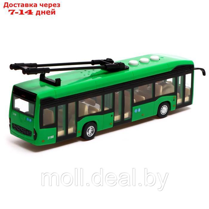 Модель пластик "Городской троллейбус", 19 см, 3 кноп, инер, зел, свет-звук KAMTROLL-20PL-GN - фото 4 - id-p223962180