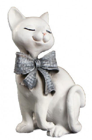 Фигура полистоун «Кот с бантом сидит» 23*15 см, белый - фото 2 - id-p211039289
