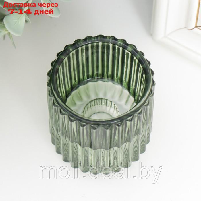 Подсвечник стекло на 1 свечу "Долли" d-2,5 см, 4 см зелёный 6х5х5 см - фото 3 - id-p223962330