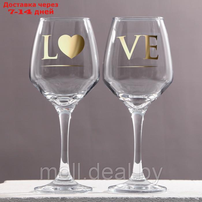 Набор бокалов для вина "LOVE" 350 мл, 2 штуки - фото 1 - id-p223962382