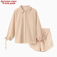 Комплект женский (блузка, шорты) MINAKU: Casual Collection цвет бежевый, р-р 46