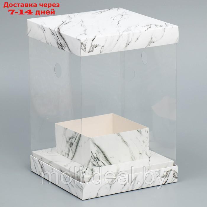 Коробка для цветов с вазой и PVC окнами складная "Мрамор", 16 х 23 х 16 см - фото 2 - id-p223962396