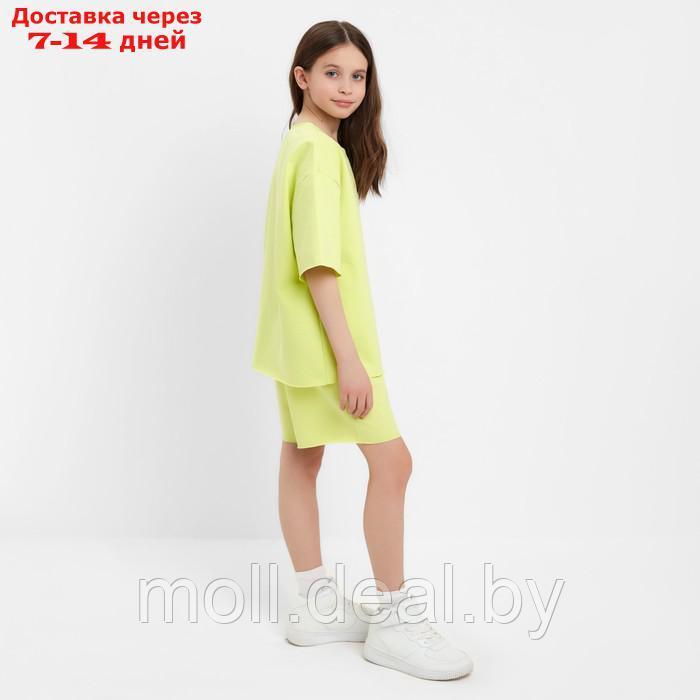 Комплект для девочки (футболка, шорты) MINAKU цвет лимонный, рост 140 - фото 3 - id-p223962651