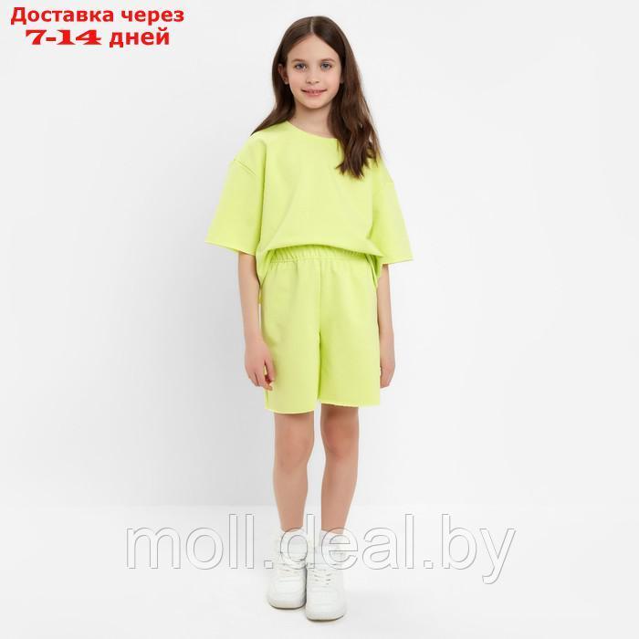 Комплект для девочки (футболка, шорты) MINAKU цвет лимонный, рост 140 - фото 5 - id-p223962651