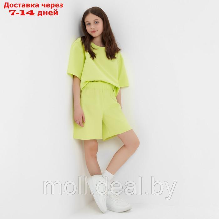 Комплект для девочки (футболка, шорты) MINAKU цвет лимонный, рост 140 - фото 6 - id-p223962651