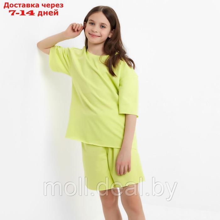 Комплект для девочки (футболка, шорты) MINAKU цвет лимонный, рост 140 - фото 7 - id-p223962651