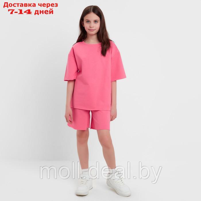 Комплект для девочки (футболка, шорты) MINAKU цвет розовый, рост 146 - фото 4 - id-p223962664