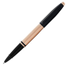 Ручка роллер Cross "Calais Brushed Rose Gold Plate & Black Lacquer", 0,7 мм, розовое золото, черный, стерж.