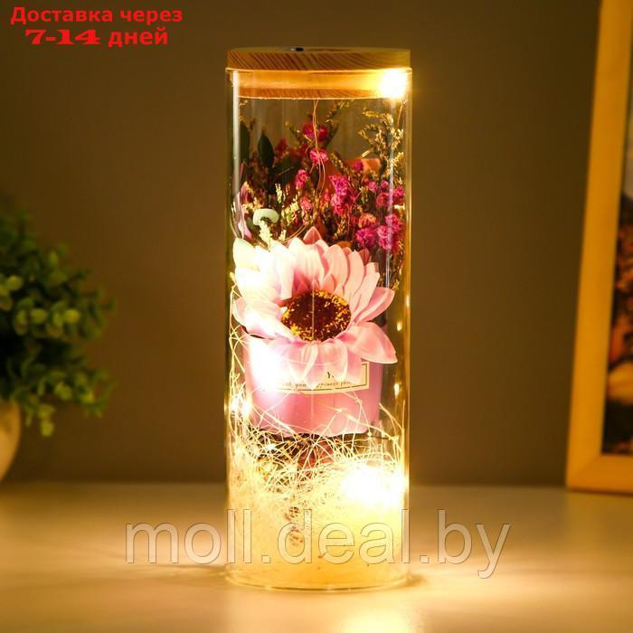 Ночник колба "Букет с розовым цветком" LED от батареек LR1130 8х8х23 см - фото 3 - id-p223962804