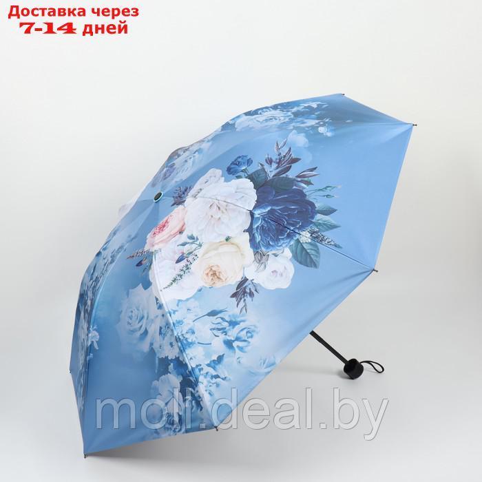 Зонт механический "Цветочный букет", эпонж, 4 сложения, 8 спиц, R = 48 см, цвет МИКС - фото 1 - id-p223993832