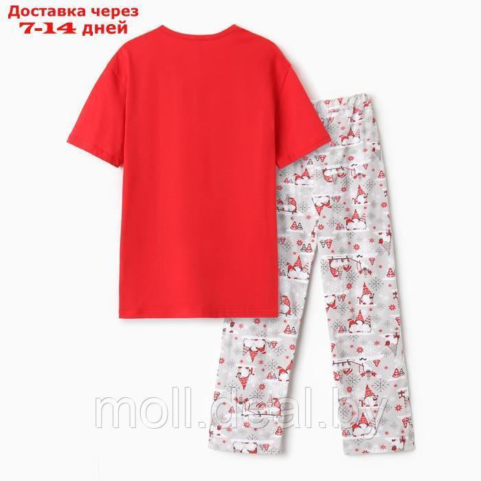 Комплект женский домашний НГ (футболка/брюки), цвет красный, размер 50 - фото 6 - id-p223991578