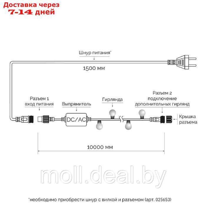 Гирлянда Arlight нить "Шарики", IP65, 10 м, 80 LED, 220В, Н.Т. каучук, перелив., молоч. линза, RGBY - фото 3 - id-p223991601