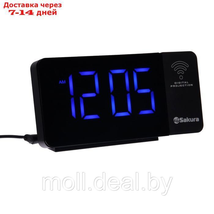 Часы-будильник Sakura SA-8522, проекторные, будильник, радио, 1хCR2032, черные - фото 1 - id-p223964709