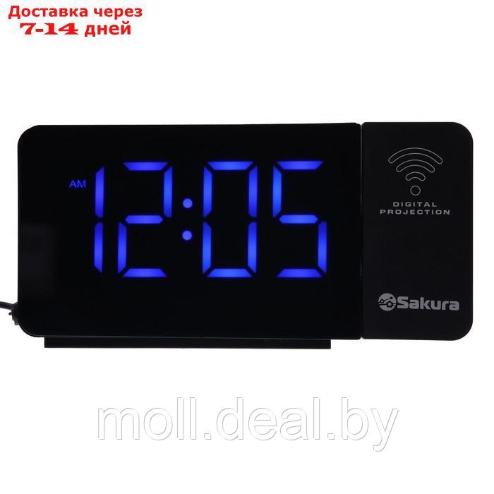 Часы-будильник Sakura SA-8522, проекторные, будильник, радио, 1хCR2032, черные - фото 3 - id-p223964709