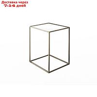 Стол журнальный "Куб", 310х310х430, металл, стекло, золотой