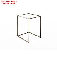 Стол журнальный большой "Куб", 380х380х510, металл, стекло, золотой