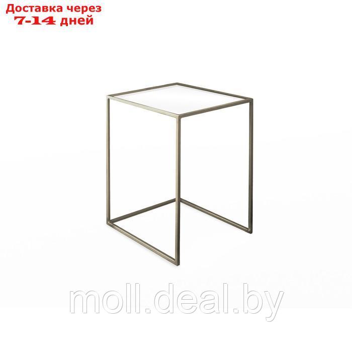 Стол журнальный большой "Куб", 380х380х510, металл, стекло, золотой - фото 1 - id-p223993954
