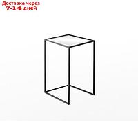 Стол журнальный большой "Куб", 380х380х510, металл, матовое стекло, чёрный