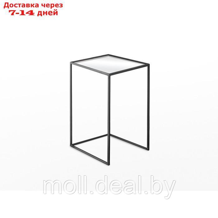Стол журнальный большой "Куб", 380х380х510, металл, матовое стекло, чёрный - фото 1 - id-p223993955