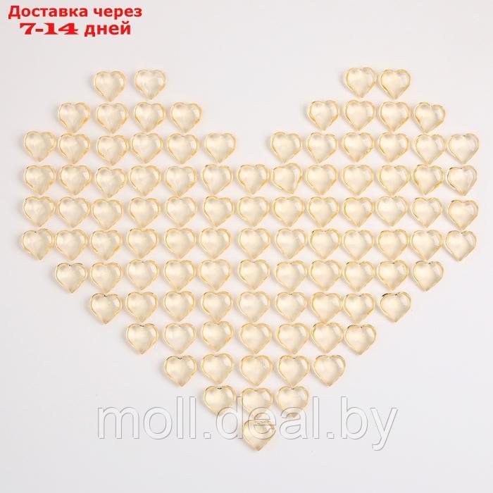 Сердечки пластиковые декоративные, набор 100 шт., размер 1 шт. 2 × 2 см, цвет золотой - фото 3 - id-p223993996