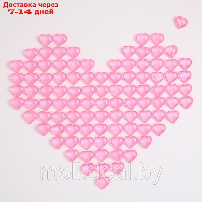 Сердечки пластиковые декоративные, набор 100 шт., размер 1 шт. 2 × 2 см, цвет розовый - фото 3 - id-p223994008