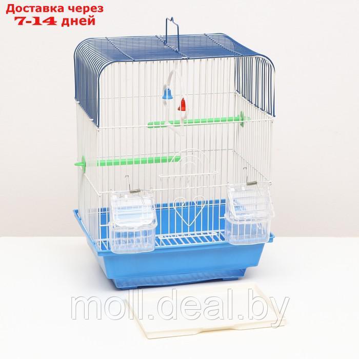 Клетка для птиц квадратная с кормушками, 35 х 28 х 55 см, синяя - фото 7 - id-p223993109