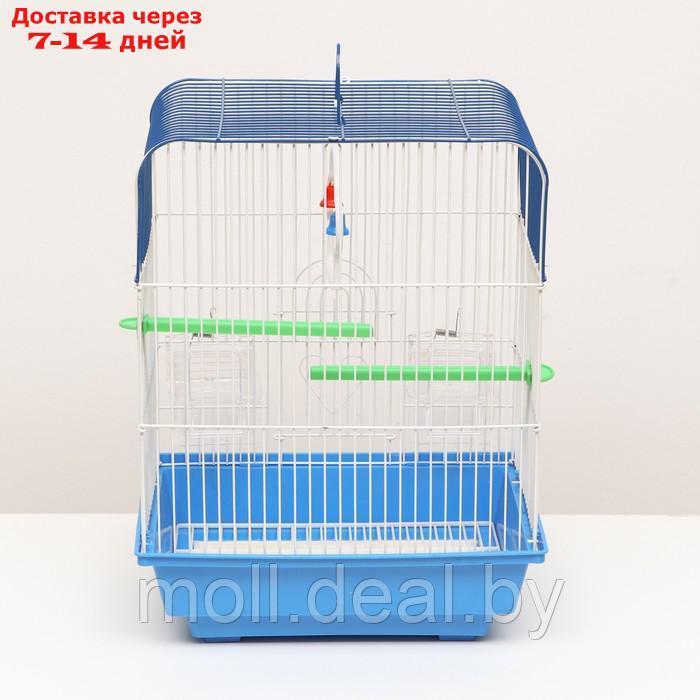 Клетка для птиц квадратная с кормушками, 35 х 28 х 55 см, синяя - фото 8 - id-p223993109