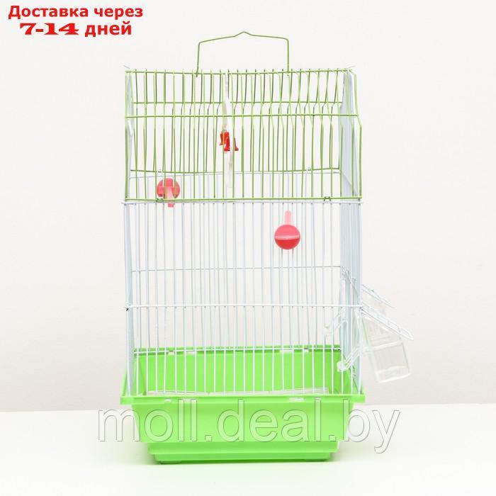 Клетка для птиц фигурная с кормушками, 34 х 27 х 44 см, зелёная - фото 2 - id-p223993110