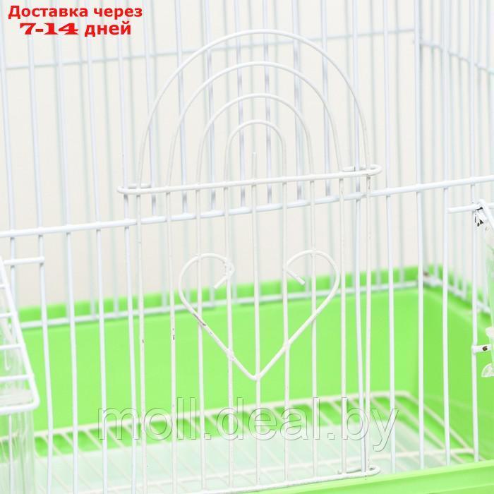 Клетка для птиц фигурная с кормушками, 34 х 27 х 44 см, зелёная - фото 3 - id-p223993110