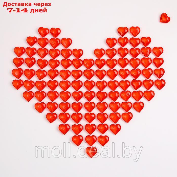 Сердечки пластиковые декоративные, набор 100 шт., размер 1 шт. 2 × 2 см, цвет красный - фото 3 - id-p223994038