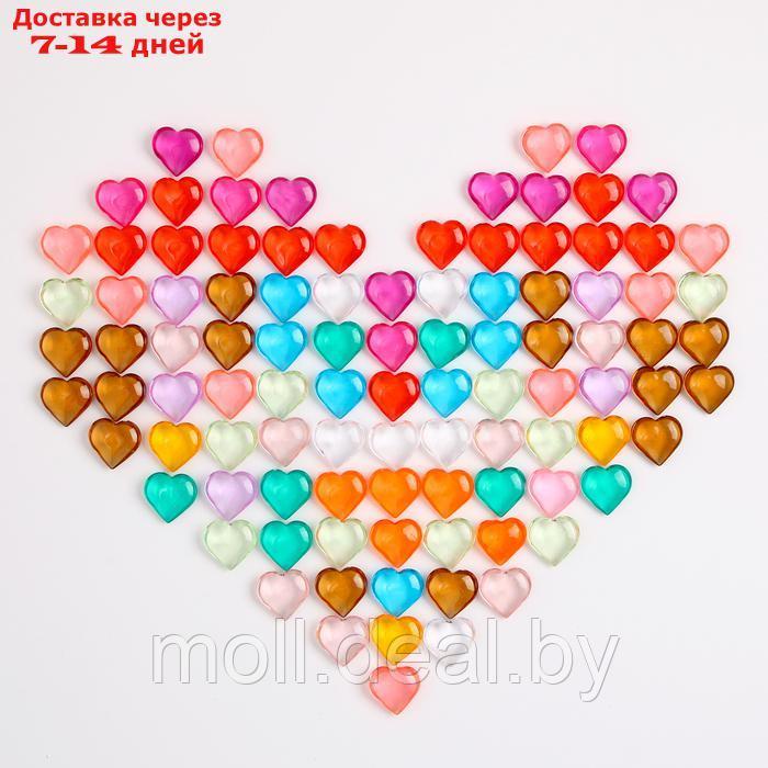 Сердечки пластиковые декоративные, набор 100 шт., размер 1 шт. 2 × 2 см, цвет МИКС - фото 4 - id-p223994039