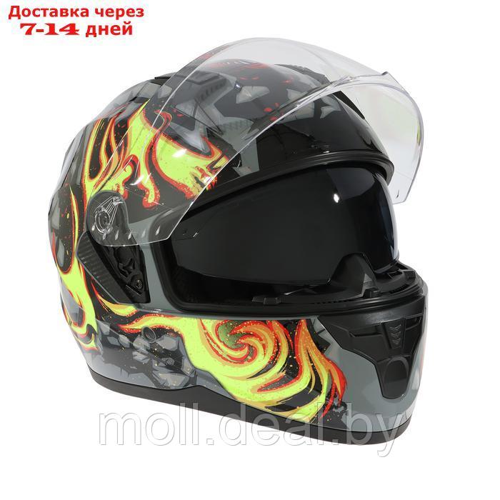 Шлем интеграл с двумя визорами, размер L, модель BLD-M67E, черно-желтый - фото 6 - id-p223994050