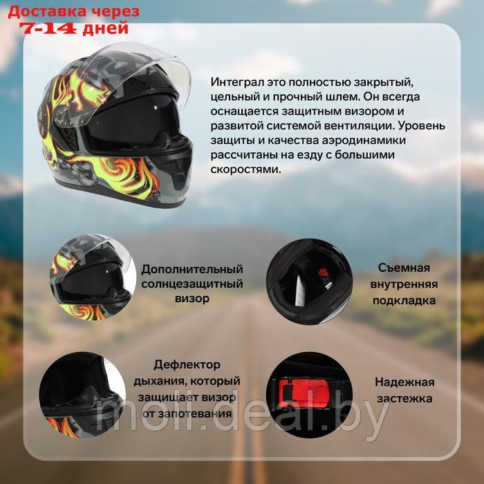 Шлем интеграл с двумя визорами, размер XS, модель BLD-M67E, черно-желтый - фото 3 - id-p223994054