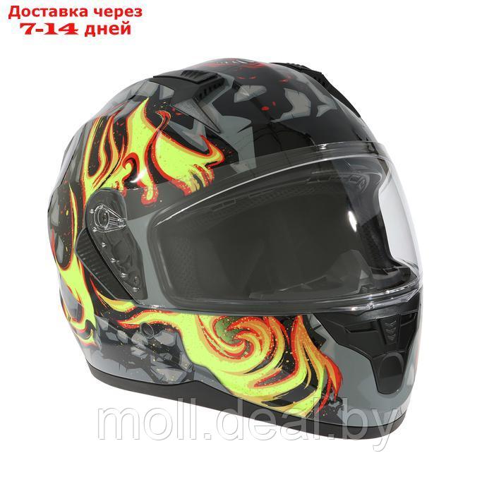 Шлем интеграл с двумя визорами, размер S, модель BLD-M67E, черно-желтый - фото 4 - id-p223994056