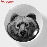 Тарелка фарфоровая глубокая "Медведь", 700 мл, d=20,5 см, белая