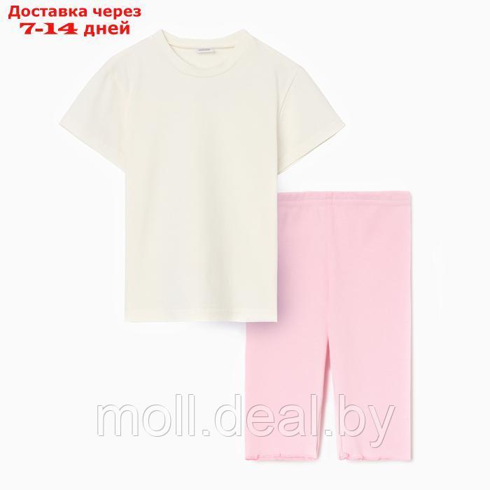 Комплект для девочки (футболка и велосипедки) MINAKU, цвет розовый, рост 98 см - фото 7 - id-p223993248