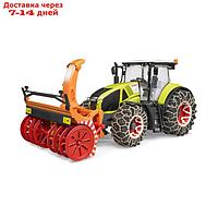 Трактор Claas Axion 950, c цепями и снегоочистителем