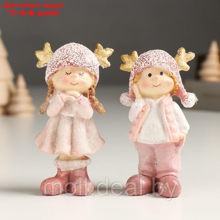 Сувенир полистоун "Малыш/Малышка в розовом, с рожками на шапке, стоит" МИКС 3х4,5х9 см - фото 1 - id-p223990475