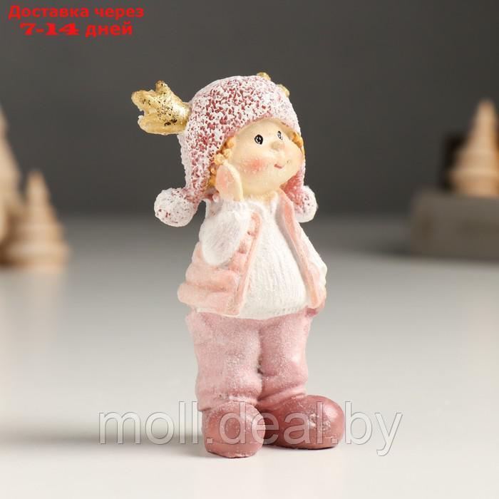 Сувенир полистоун "Малыш/Малышка в розовом, с рожками на шапке, стоит" МИКС 3х4,5х9 см - фото 3 - id-p223990475
