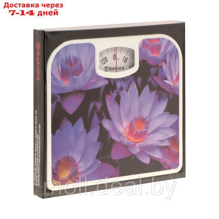 Весы напольные Sakura SA-5000-11, электронные, до 130 кг, рисунок "цветы"