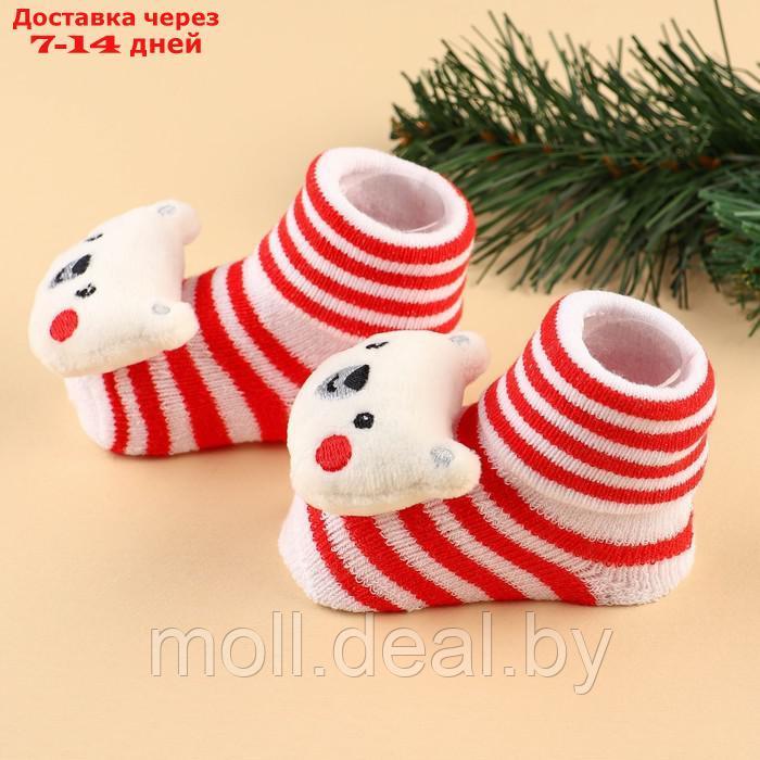 Подарочный набор новогодний: держатель для соски-пустышки на ленте и носочки - погремушки на ножки "Мишка" - фото 8 - id-p223990928