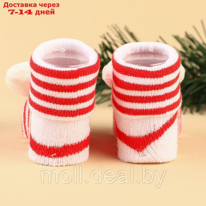 Подарочный набор новогодний: держатель для соски-пустышки на ленте и носочки - погремушки на ножки "Мишка" - фото 10 - id-p223990928
