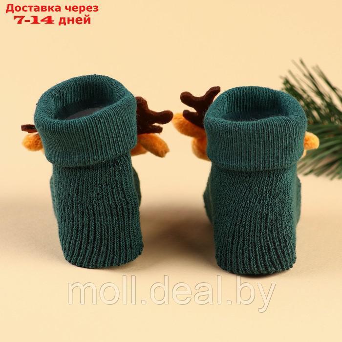 Подарочный набор новогодний: держатель для соски-пустышки на ленте и носочки - погремушки на ножки "Оленёнок" - фото 8 - id-p223990929