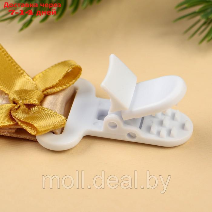 Подарочный набор новогодний: держатель для соски-пустышки на ленте и носочки - погремушки на ножки "Наше чудо" - фото 9 - id-p223991073