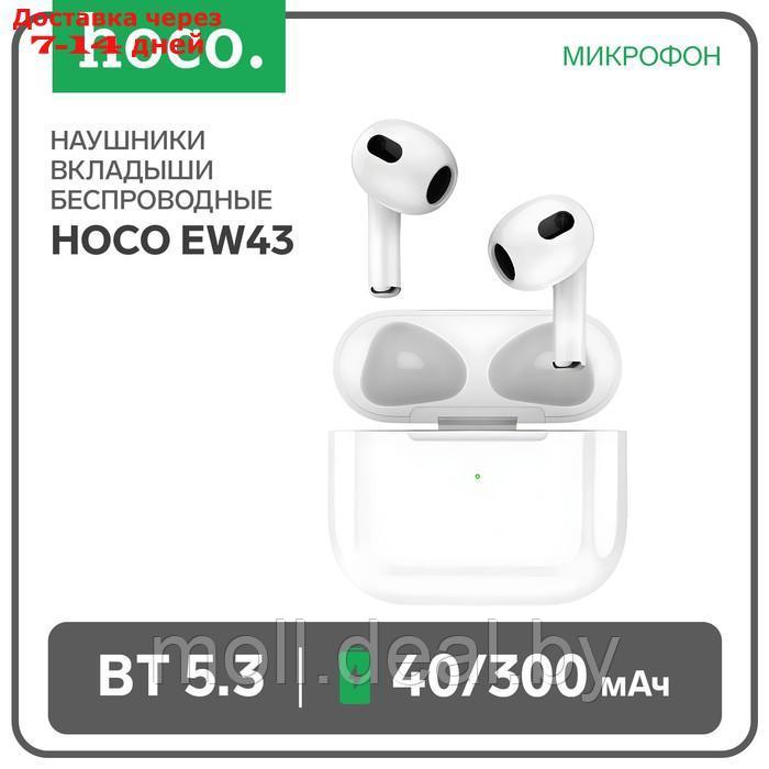Наушники Hoco EW43 TWS, беспроводные, вкладыши, BT5.3, 40/300 мАч, микрофон, белые - фото 1 - id-p223991101