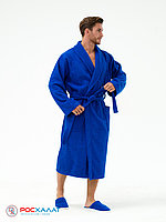 Мужской махровый халат размер 46-48 синий