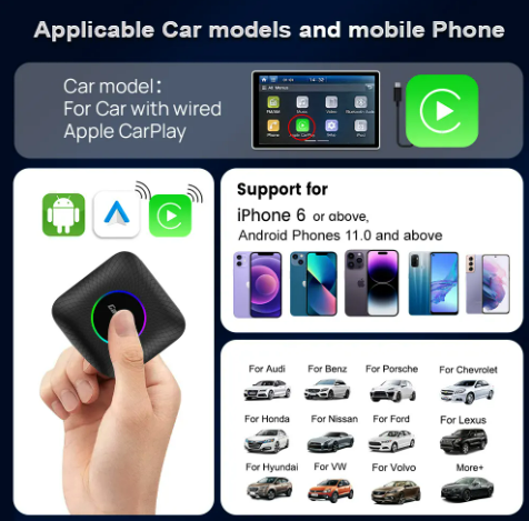 CarPlay Android Auto мультимедиа навигационный адаптер для магнитол на Android 13 (8/128gb/WIFI/4G) - фото 5 - id-p224019582