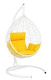 Подвесное кресло-кокон SEVILLA белый каркас (желтая подушка), фото 2