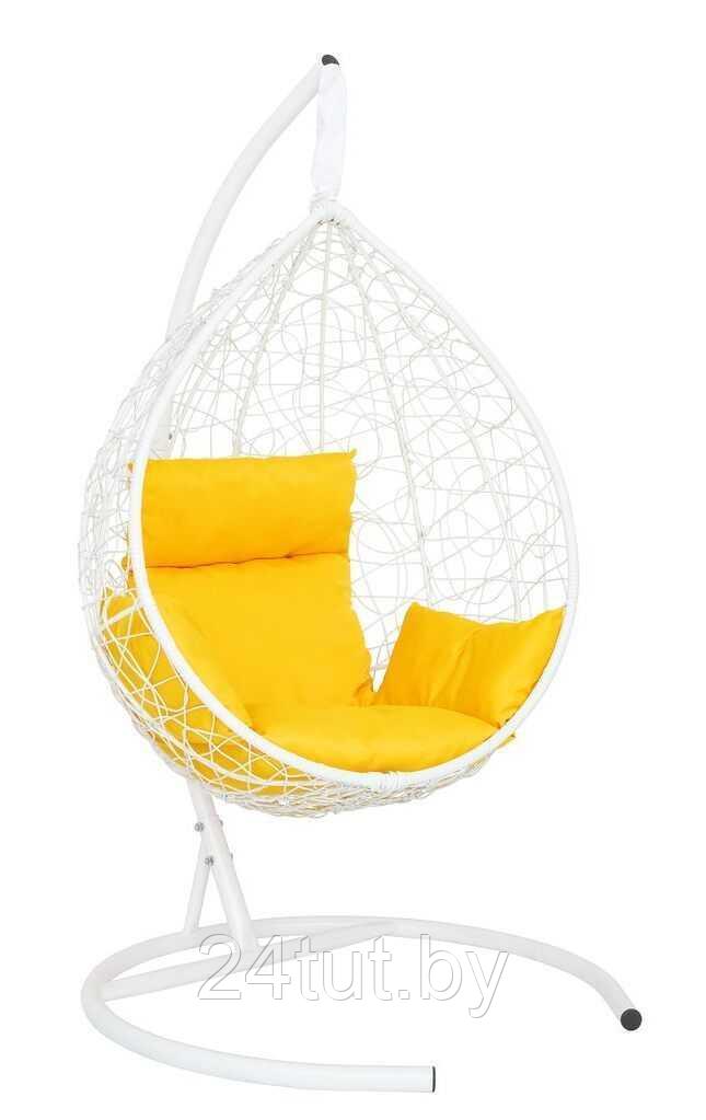 Подвесное кресло-кокон SEVILLA белый каркас (желтая подушка) - фото 2 - id-p224019596